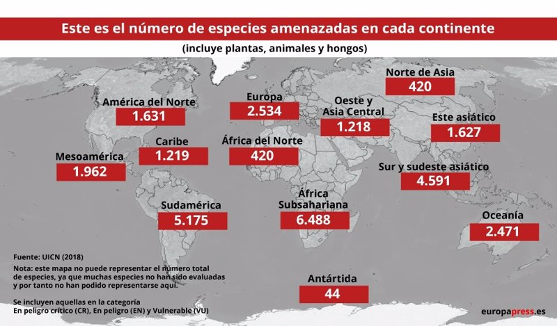 Más de 26 500 especies amenazadas en el mundo 686 en España según la UICN