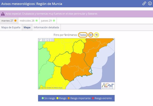 La Aemet Pide Prudencia Porque Todav A Se Est En Aviso Naranja Por Lluvias