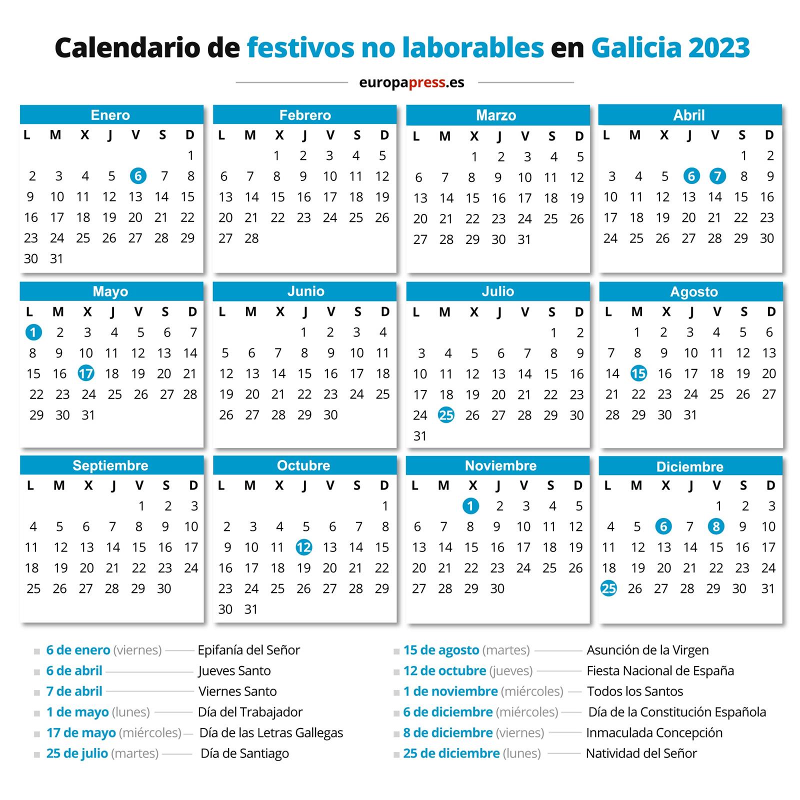 Calendario Laboral D As Festivos Y Puentes En Galicia