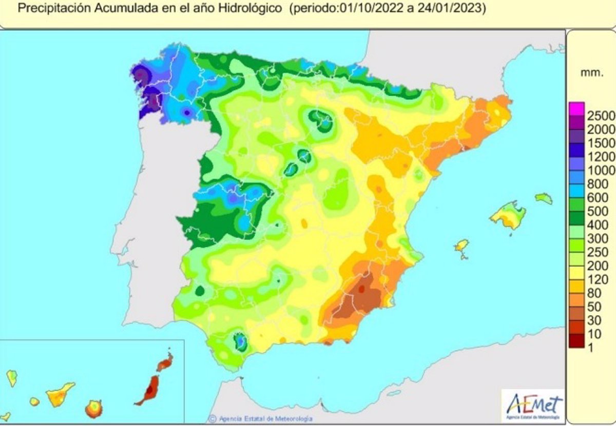 El año Las lluvias acumuladas desde octubre en España superan un 2 el