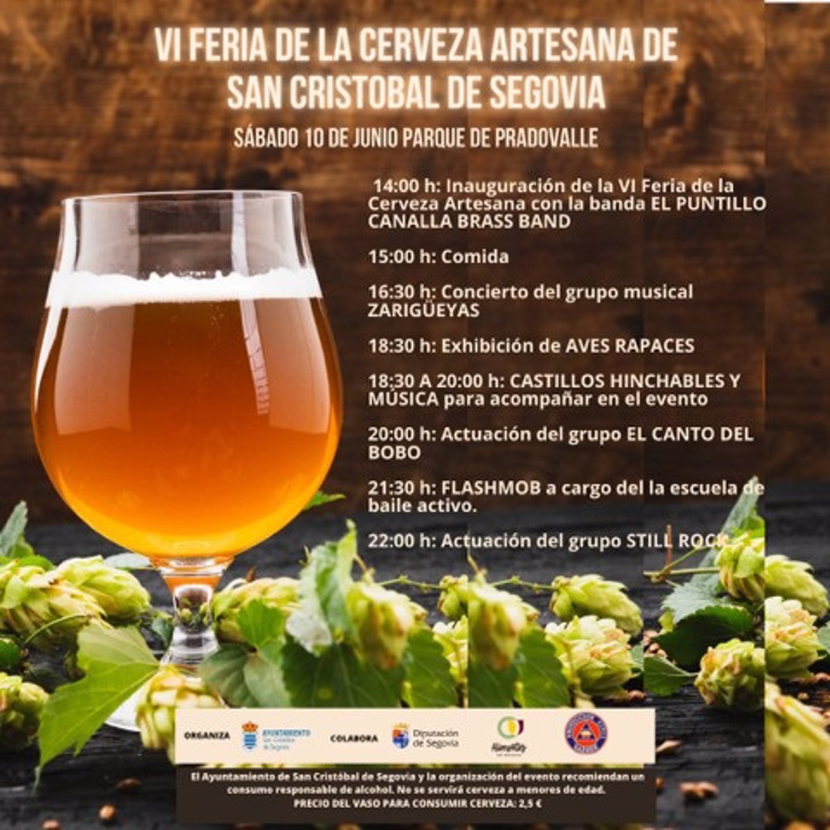 La VI Feria de Cerveza Artesana de San Cristóbal de Segovia expone 70