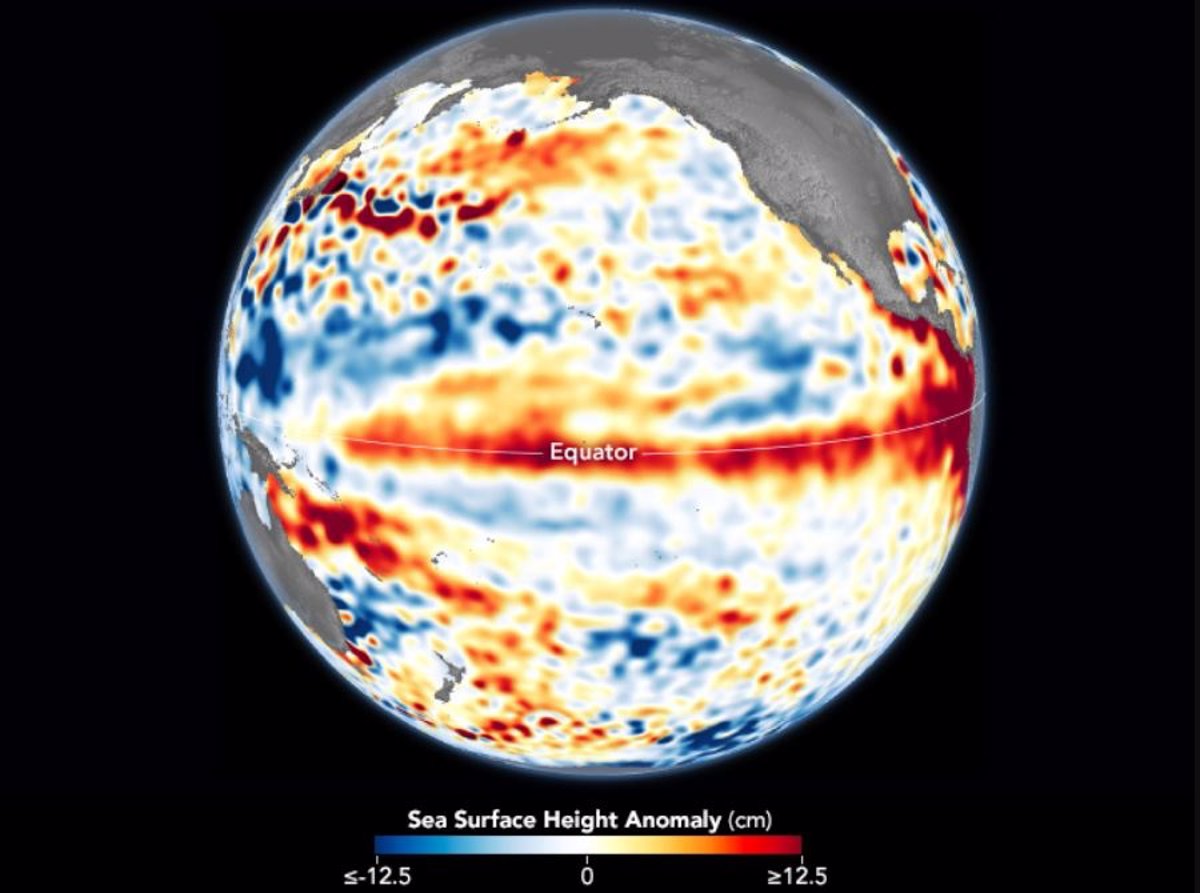 El Niño se hace notar en la temperatura del agua del Pacífico