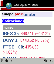Cotizaciones en europapress.mobi