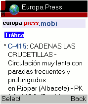 Información de Tráfico en europapress.mobi