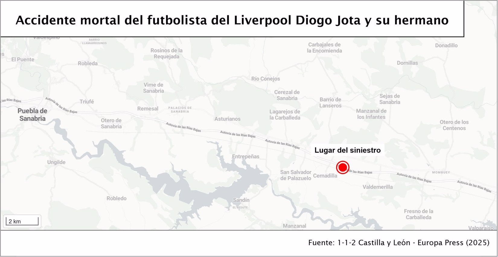 Mapa con la ubicación del accidente mortal.