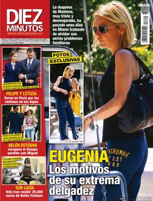 Diez Minutos destaca en su portada la extrema delgadez de Eugenia Martínez de Irujo y su viaje a Miami