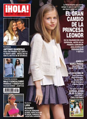 ¡Hola! destaca en su portada el gran cambio que ha dado la Princesa Leonor. La hija de los Reyes es toda una mujercita que recibirá su Primera Comunión el próximo 20 de mayo