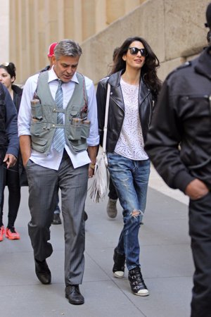 Amal Clooney, visita de trabajo al set de rodaje de su marido Gorge Clooney