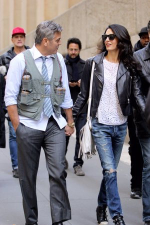 Amal Clooney, visita de trabajo al set de rodaje de su marido Gorge Clooney