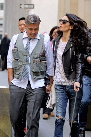 Amal Clooney, visita de trabajo al set de rodaje de su marido Gorge Clooney