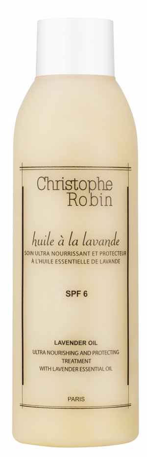 Aceite de lavanda de Christophe Robin
Se trata de un tratamiento para el cabello que devuelve la elasticidad a la fibra y evita la ruptura. Nutre, hidrata y repara el cabello. Además, también protege el color posee un factor de protección solar FPS6. Es necesario calentar con agua o trabajar la textura en las manos para hacerla más líquida. Lo ideal es aplicarlo desde la mitad del cabello hacia las puntas. Por último, cepilla el cabello  para lograr una mejor distribución del producto y hacer que penetre.
Como tratamiento protector: antes de la exposición al sol, al mar o a la piscina y antes de su coloración o balayage.
Como tratamiento reparador profundo: antes del champú, aplícalo sobre cabello seco y déjalo actuar de 1h a toda la noche.
 
En caso de cabello seco, sensible, deshidratado o apagado: Aplicar una vez a la semana sobre medios y puntas, cepillar para distribuir.  Dejar actuar el producto toda la noche. 
Sin: parabenos, siliconas y colorantes.
Precio: 34 €      150ml