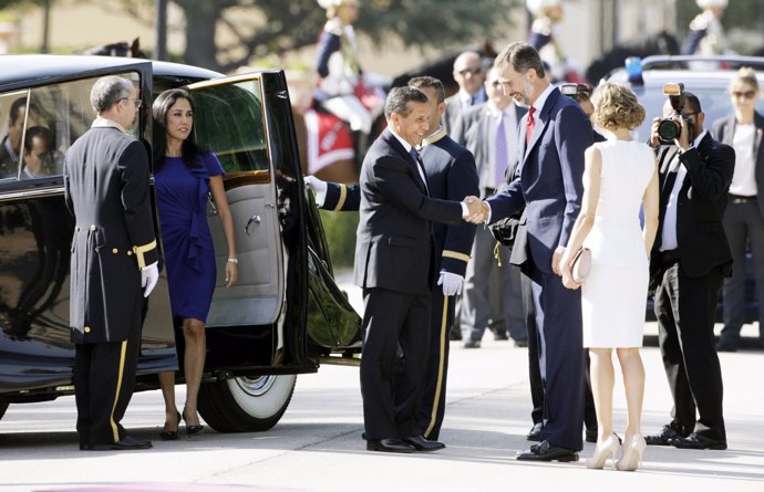 Los Reyes de España reciben al presidente de Perú y su esposa