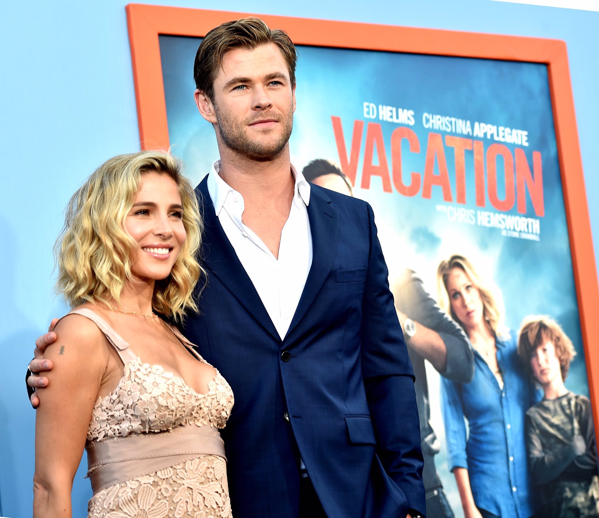 Elsa Pataky y Chris Hemsworth en la premiere de Vacation en Los Ángeles