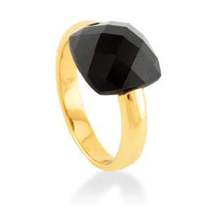 Anillo de plato dorada y negro