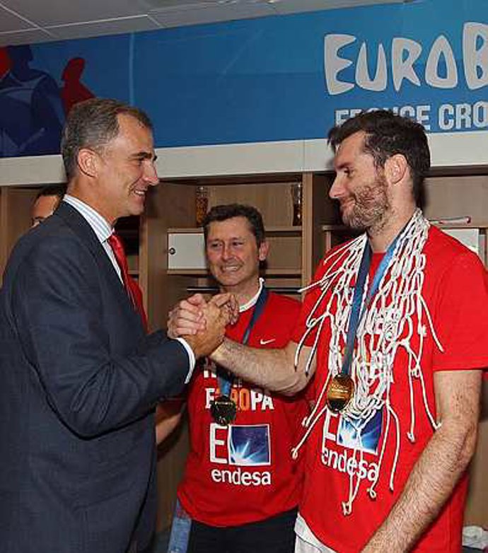 Eurobasket 2015: Rudy Fernández con el Rey Felipe VI