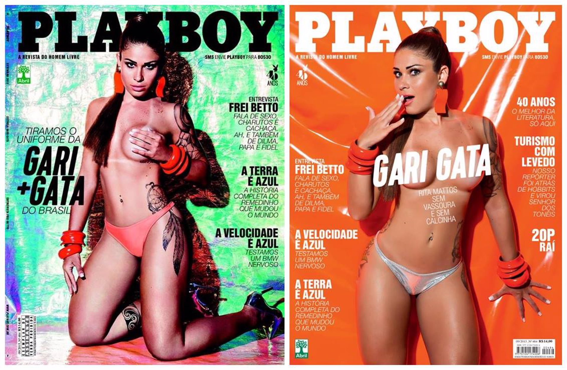 Rita Mattos en dos portadas de la revista Playboy