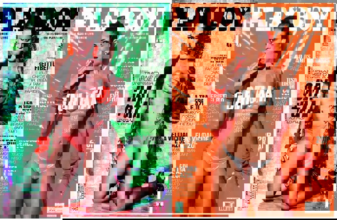 Rita Mattos en dos portadas de la revista Playboy