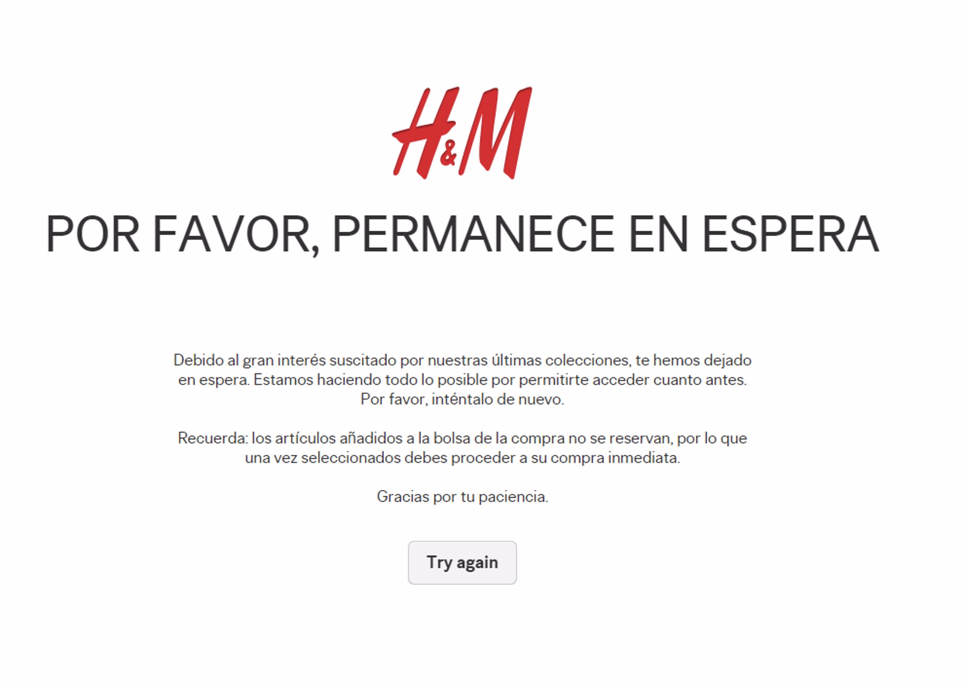 Página web de H&M en espera y caída por completa por la colección de Pierre Balmain