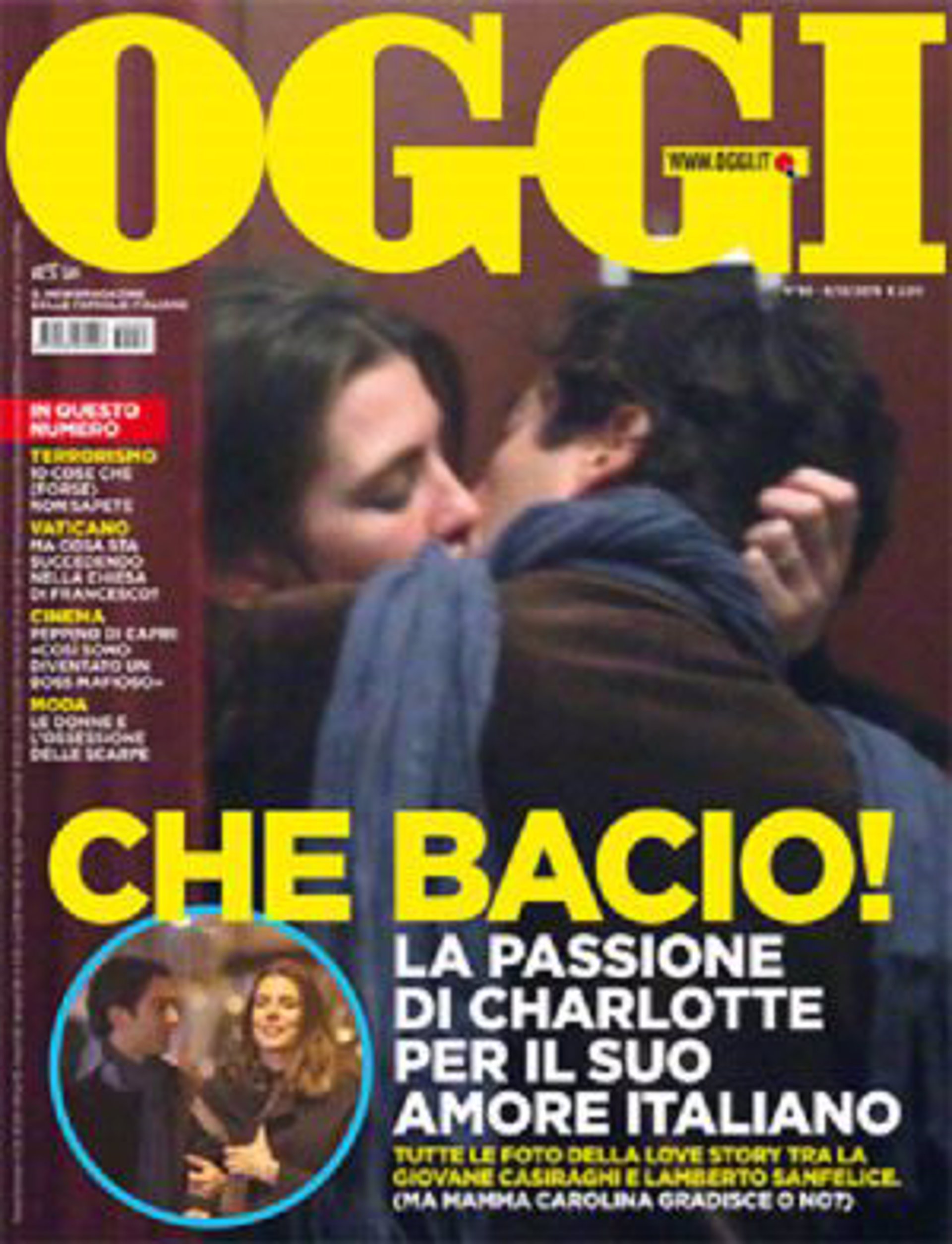Carlota de Mónaco. apasionado beso con Lamberto Sanfelice en la revista Oggi