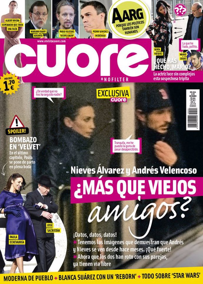 nieves alvarez y andres velencoso en la portada de cuore