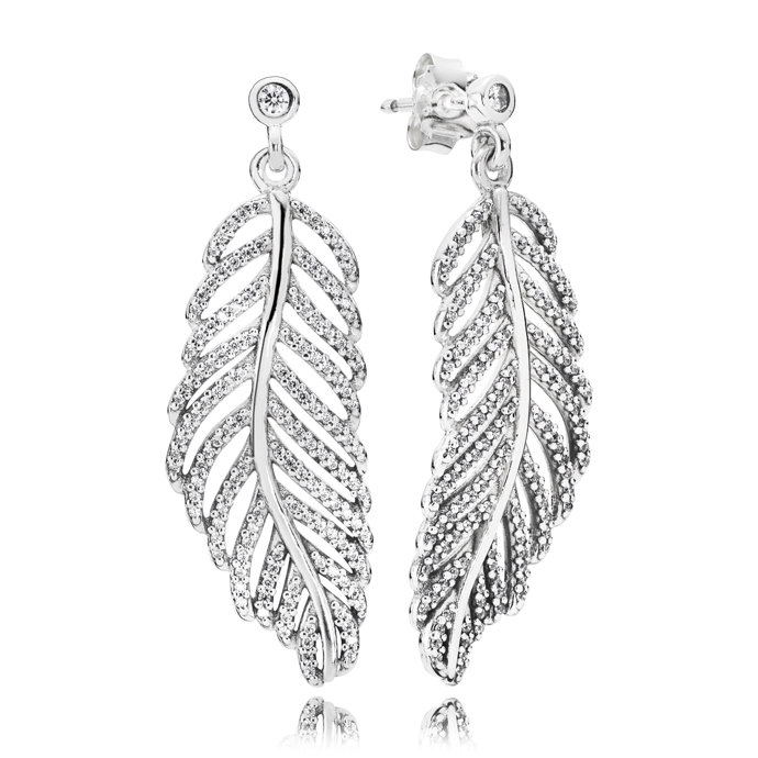 pendientes colgantes pluma pandora
