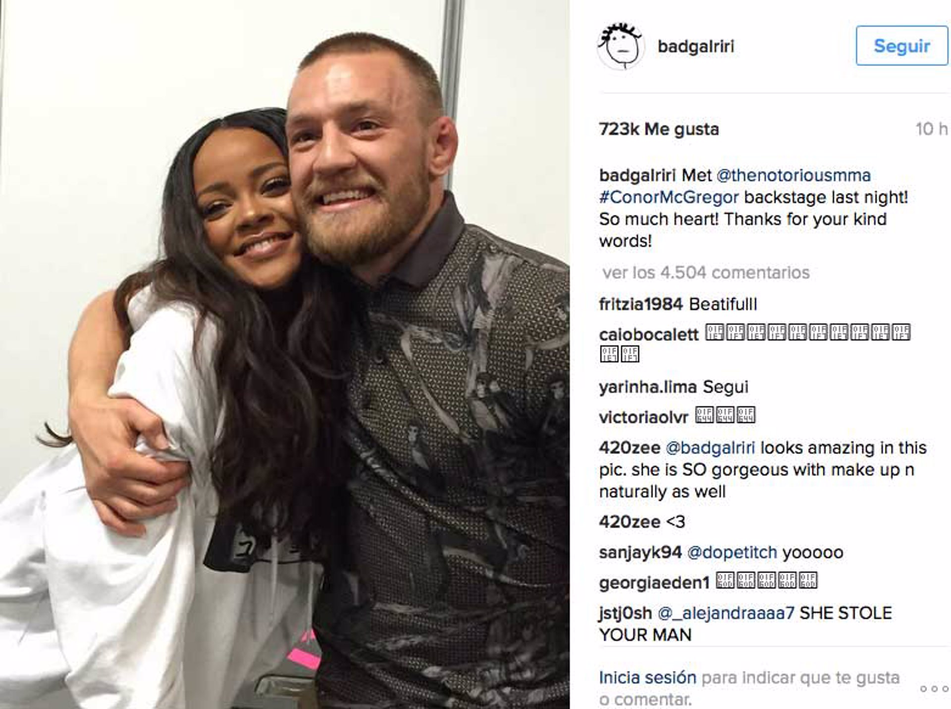 Rihanna Instagram llora durante concierto en Dublín