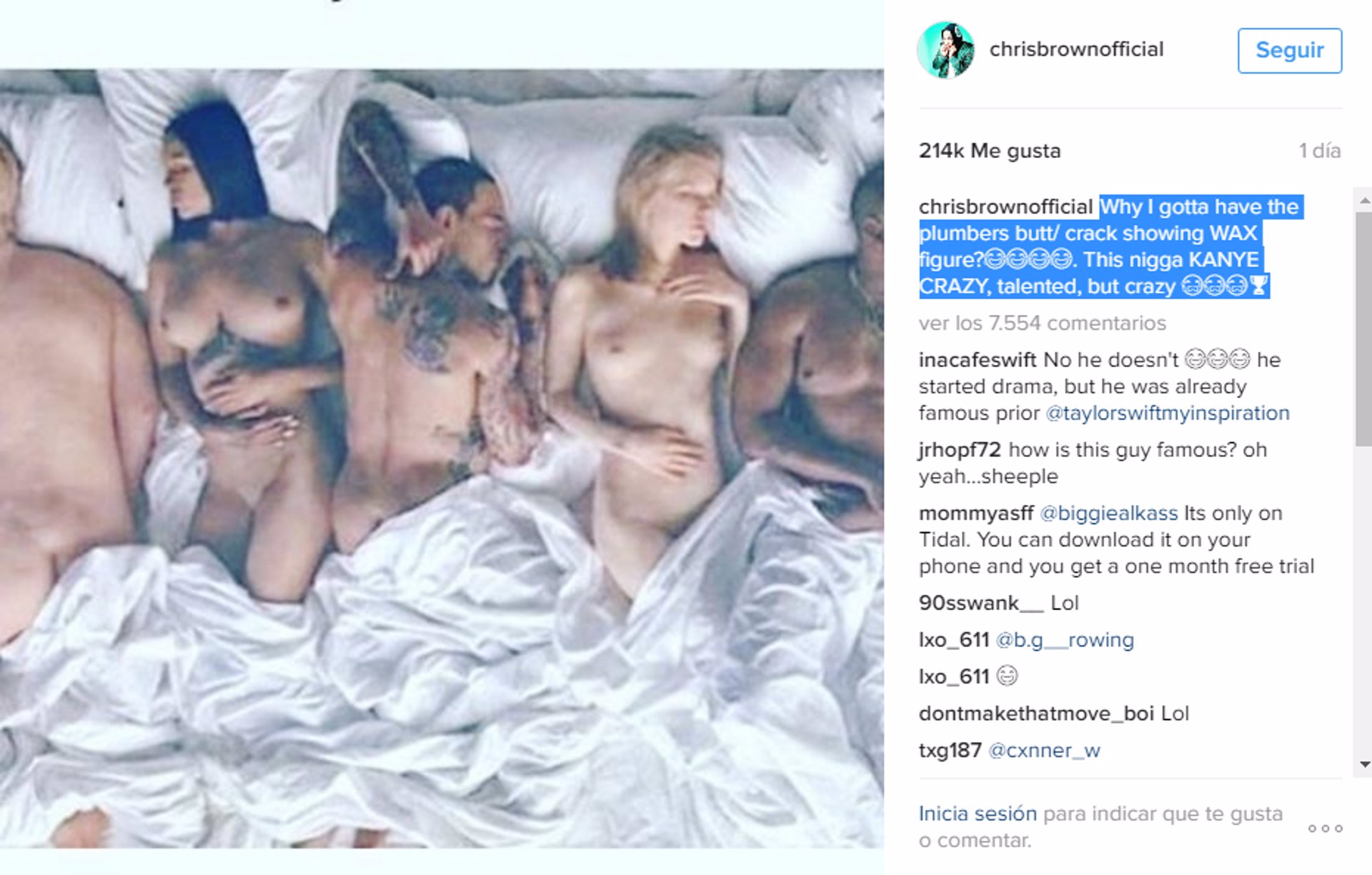 Chris Brown molesto con Kanye West, videoclip Famous
