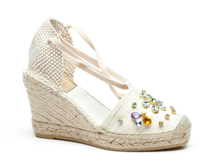 Vidorreta mujer pieza joya, alpargata con piedras