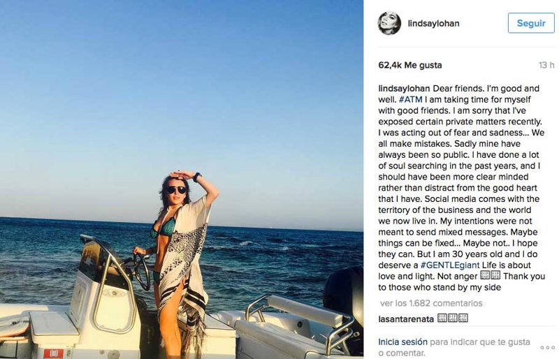 Lindsay Lohan  INSTAGRAM de vacaciones
