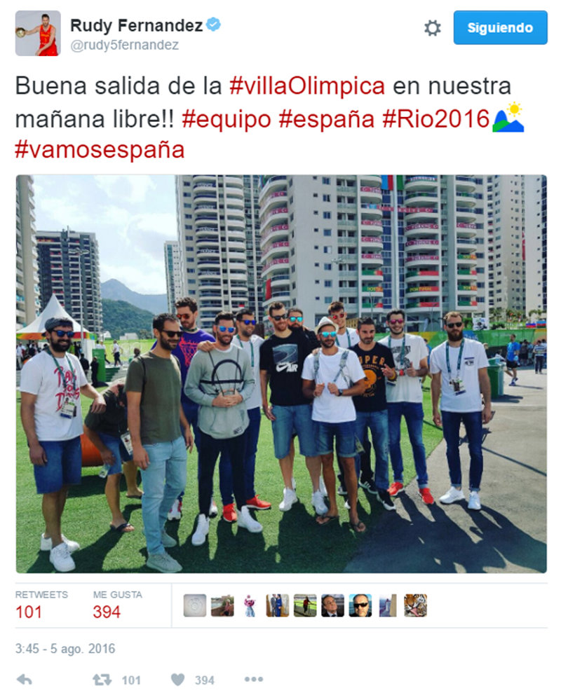 Rudy Fernández Twitter selección Rio de Janeiro