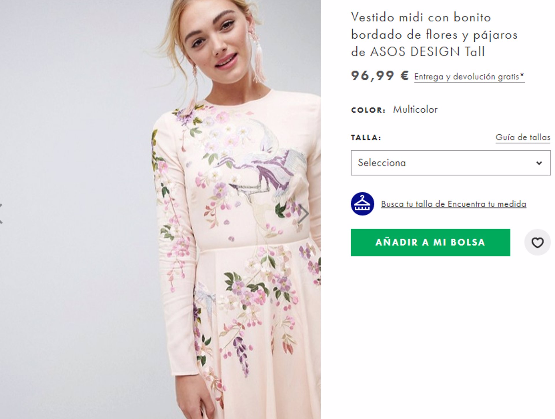 Vestido Letizia con motivos florales chinos, parecido en Asos