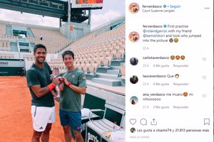 Fernando Verdasco presume de hijo con el japonés Kei Nishikori en 'Roland Garros'