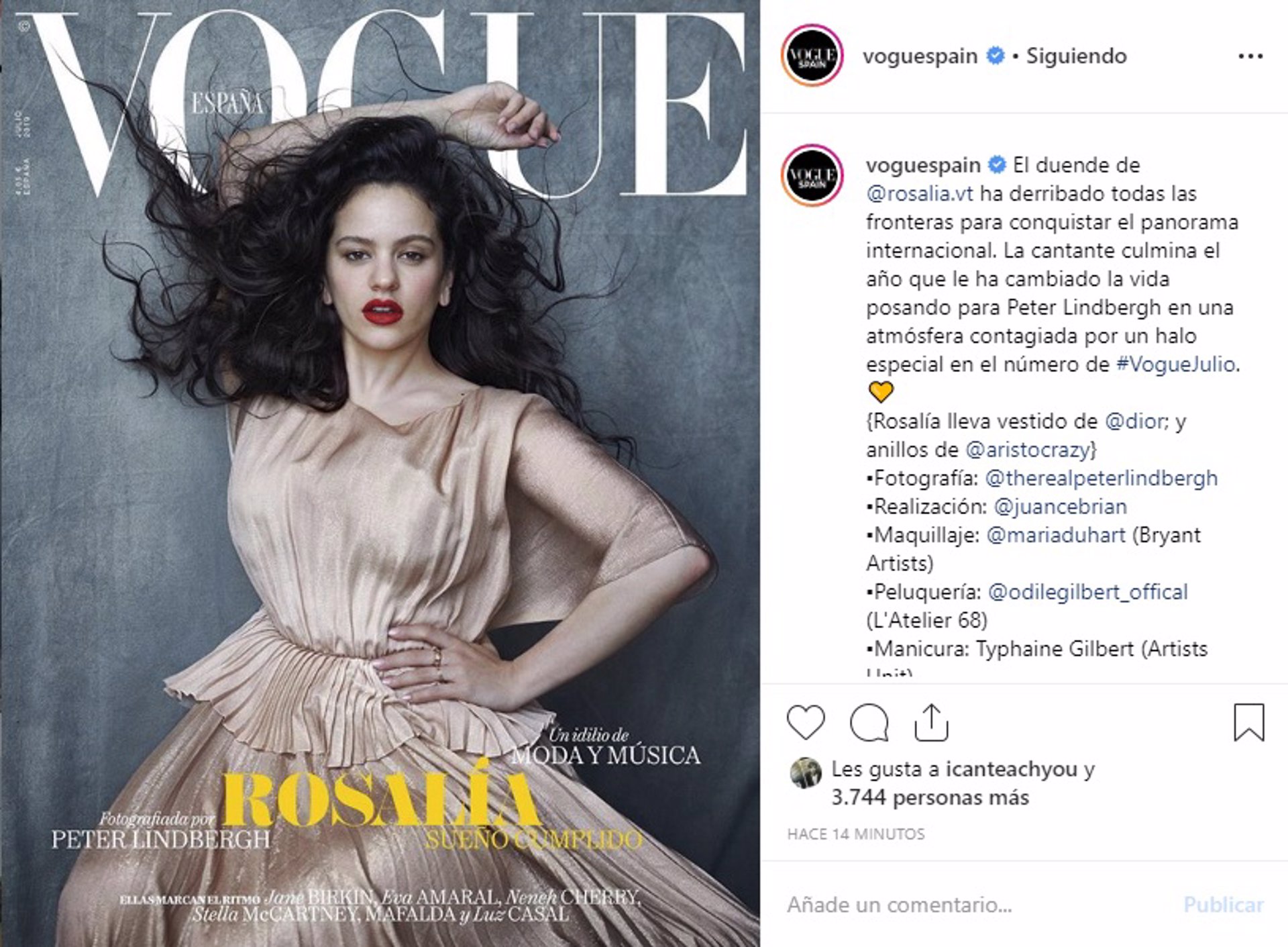 Rosalía se convierte en la portada de julio de 'Vogue España'