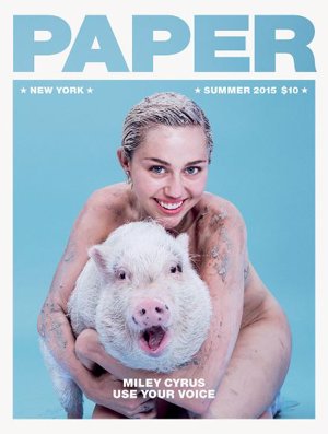 Portada de 'PaperMagazine' donde sale Miley Cyrus y Pig Pig, su cerda