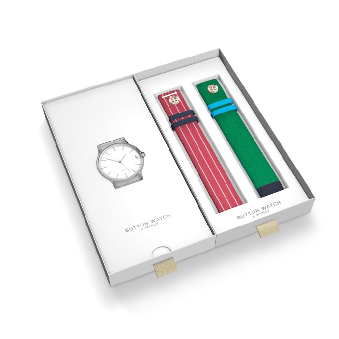 Button Watch: relojes de pulsera de tela de camisa y ojal. colaboración con El Ganso