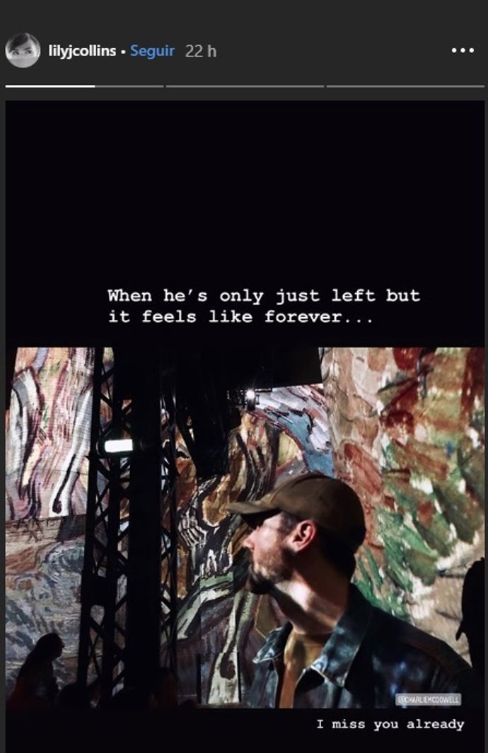 Publicación de Lily Collins en las historias de Instagram 