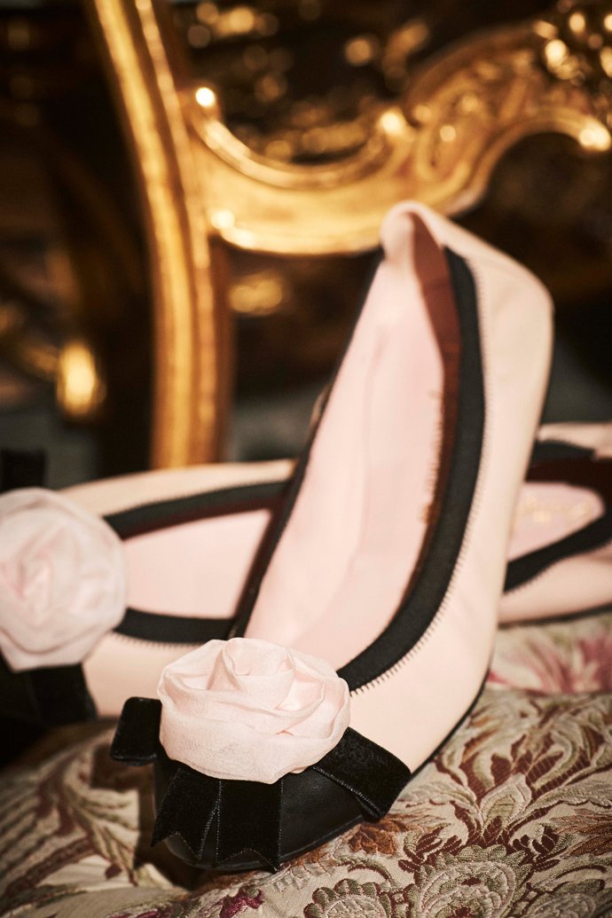 bailarinas rosa y negra de terciopelo de prettyballerinas