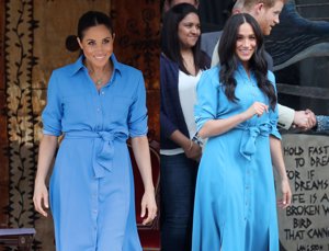 Meghan Markle repite vestido azul 2018-2019