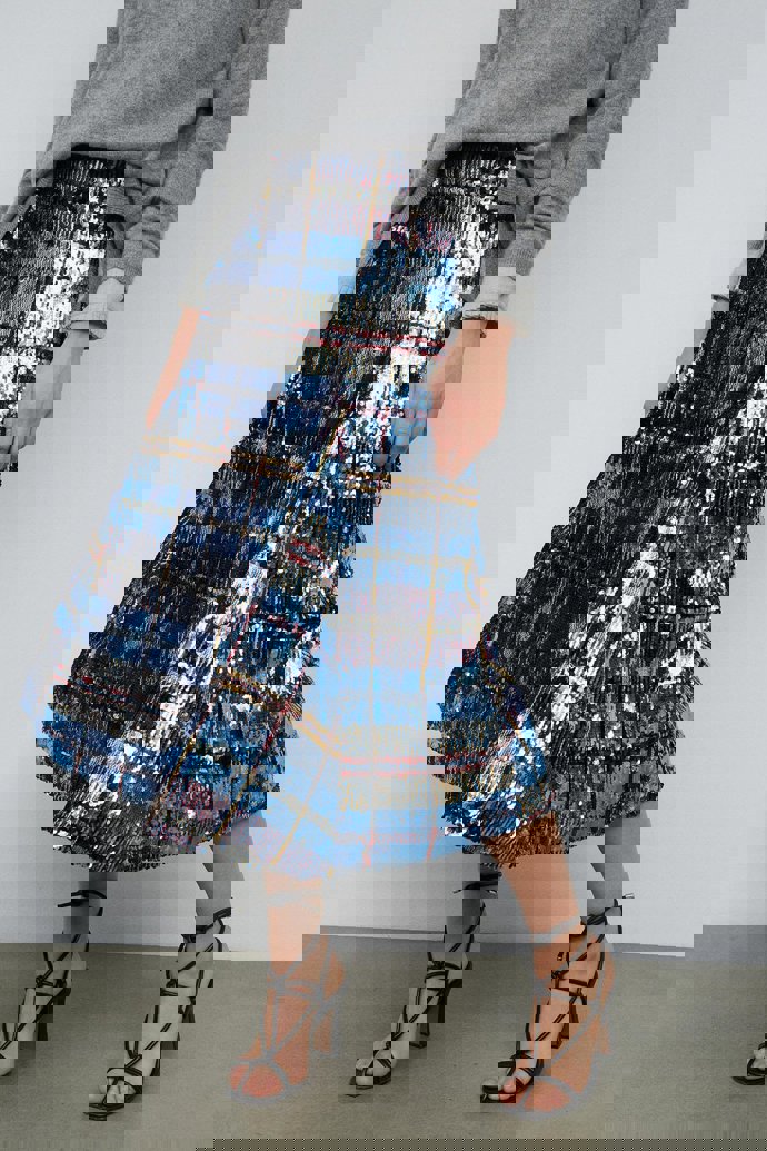 sfera falda lentejuleas tartan