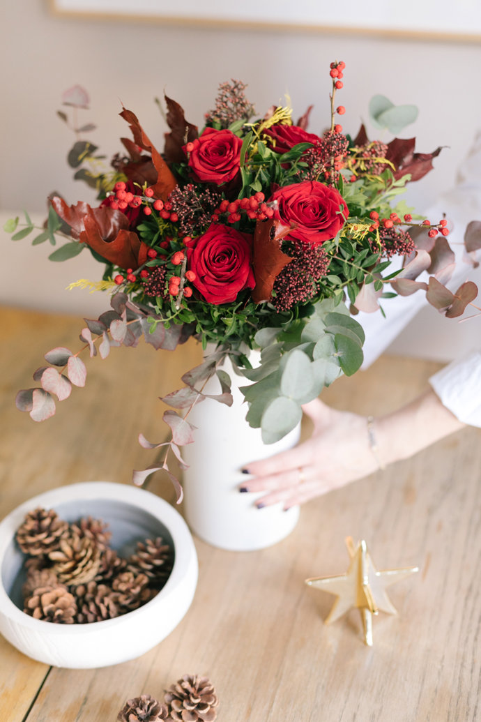 Flores red velvet para una navidad con pasión