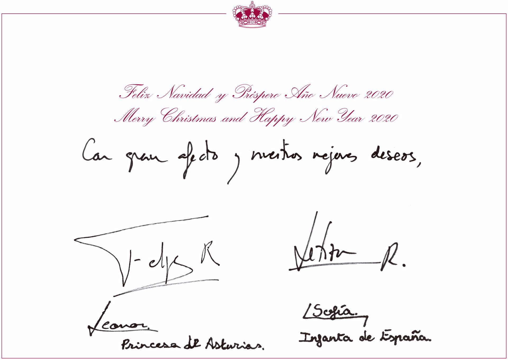 Firmas de la Familia Real, Felipe VI, Letizia, Princesa de Asturias Leonor e Infanta Sofía