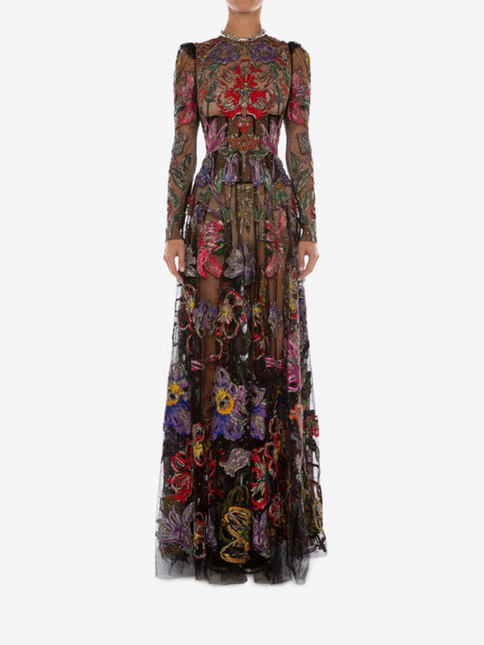 vestido flores en peligro de extinción de Alexander Mcqueen 65000 euros