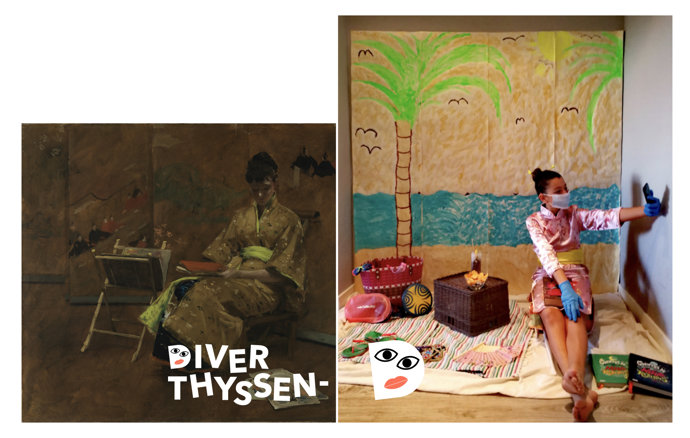 Carla Gil Hipólito - 11 años. Recreación de Joven con vestido japonés. El quimono, de William Merritt Chase