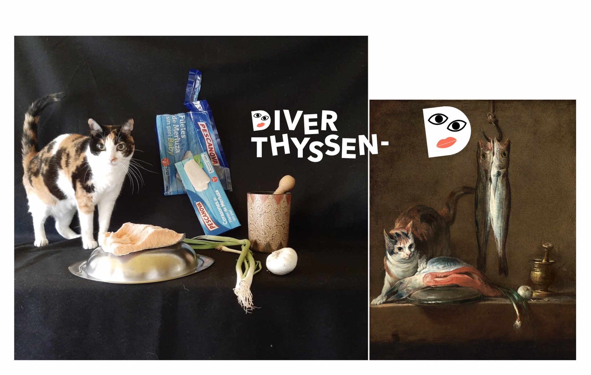 Recreación de Bodegón con gato y pescado, de Jean Baptiste Simeón Chardin