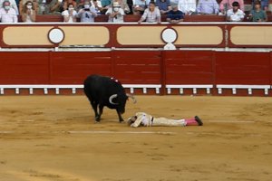 El valenciano sufrió un fuerte embite por parte de su primer toro