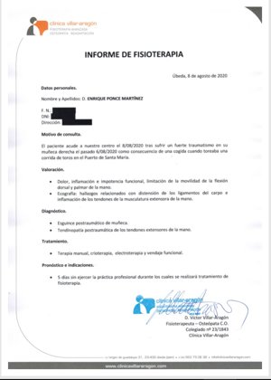 Parte médico Enrique Ponce