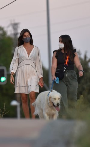 La modelo dio un tranquilo paseo por los alrededores de su domicilio