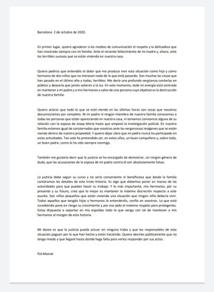 Pol Mainat emite un comunicado y señala a la esposa de su padre como la destructora de su familia