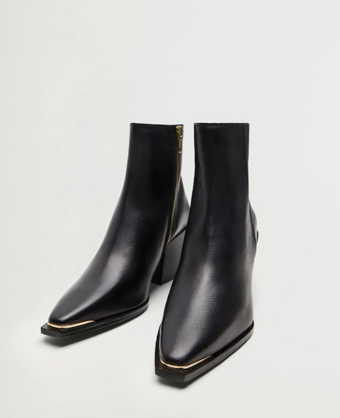 Botines de piel negros, de Mango