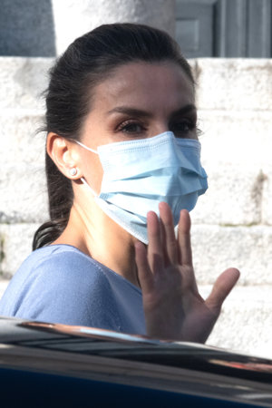 La Reina Letizia a su llegada a la reunión con Unicef España